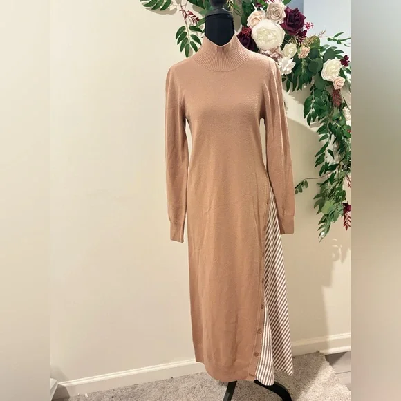NAADAM Women's Brown Turtleneck Sweater Dress - Picture 5 of 9